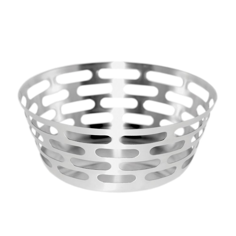 Service Ideas 18/8 Stainless Steel Brushed Finish Round Mod18 Bread Basket, 12 inch Width x 3.75 inch Height