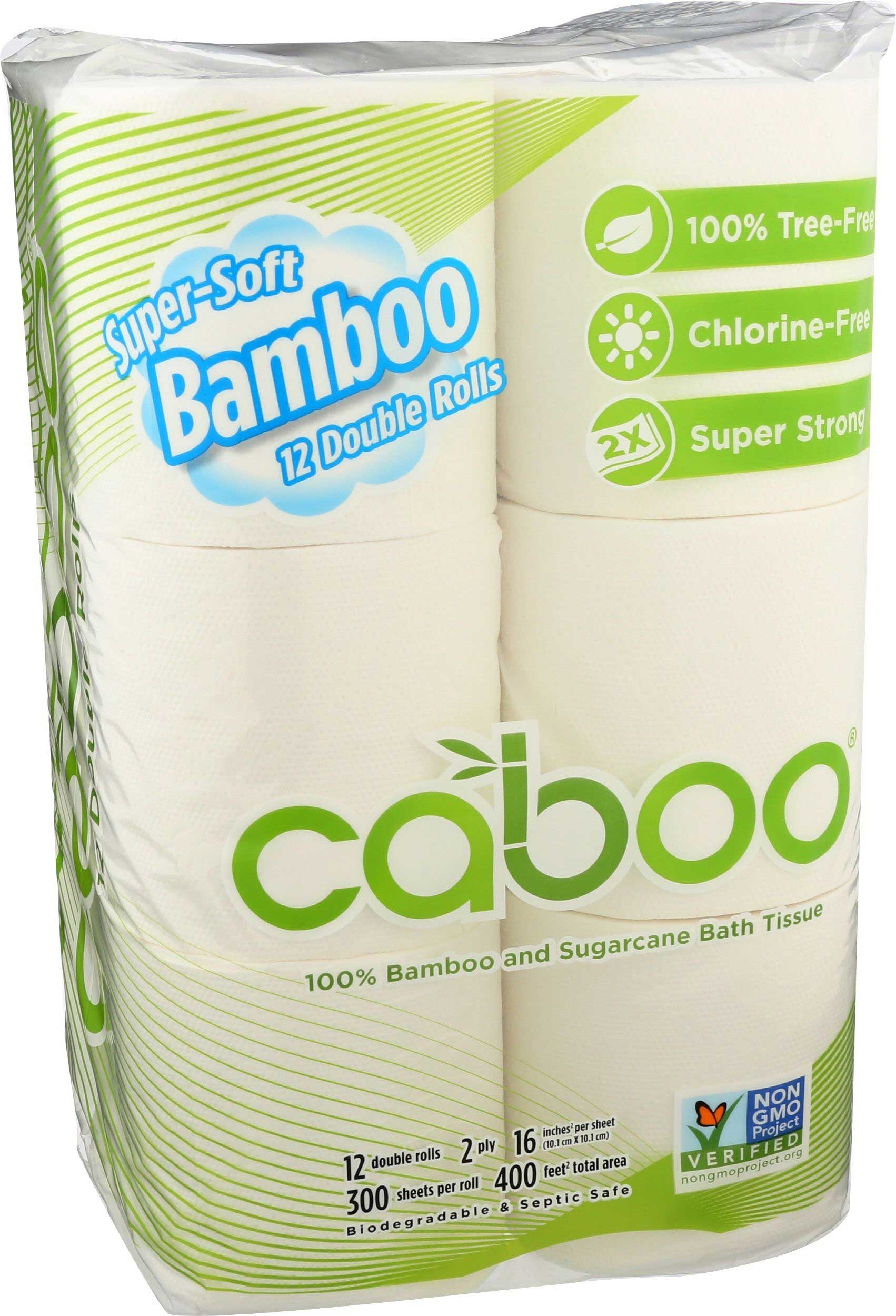 Caboo Fragrance Free Bath Tissue - 12 double rolls per pack -- 6 packs per case