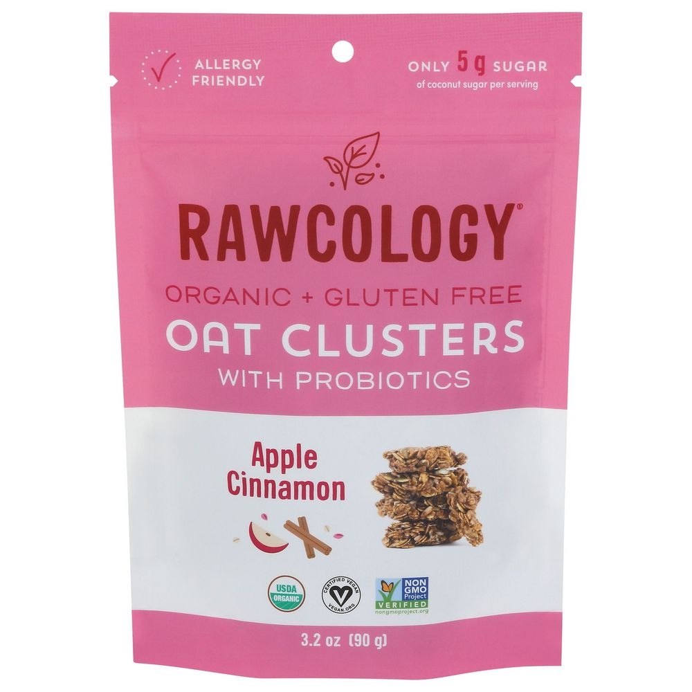 Rawcology Organic Apple Cinnamon Oat Clusters with Probiotics, 3.2 Ounce -- 6 per case