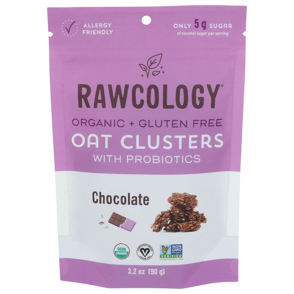 Rawcology Organic Chocolate Oat Clusters with Probiotics, 3.2 Ounce -- 6 per case