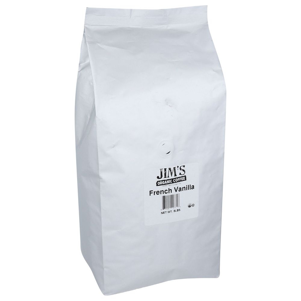 Jims Organic French Vanilla Whole Bean Coffee, 5 Pound