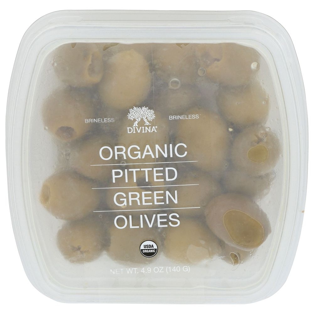 Divina Organic Pitted Green Olives, 4.9 Ounce -- 6 per case