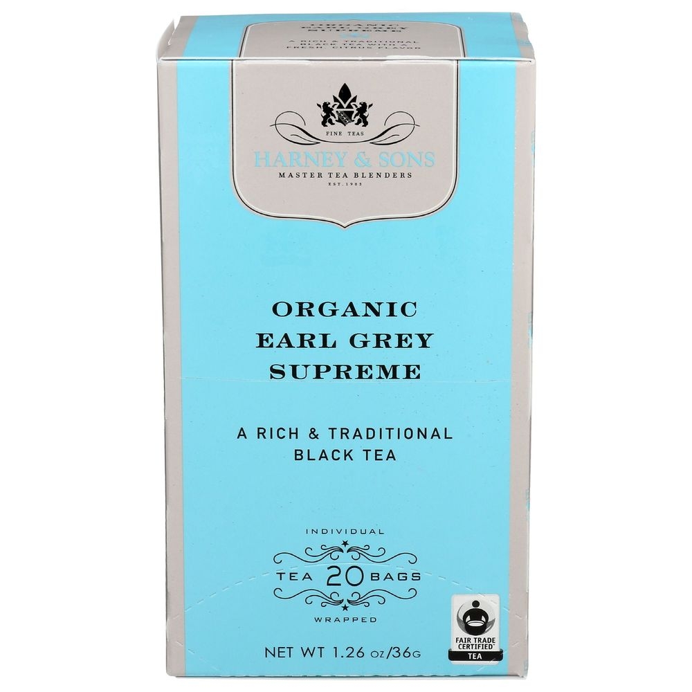 Harney and Sons Organic Earl Gray Supreme Tea, 20 tea bags -- 6 per case
