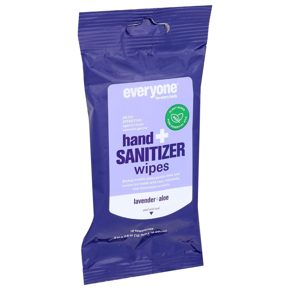 Everyone Lavender Aloe Hand Sanitizer Wipes, 15 count -- 6 per case