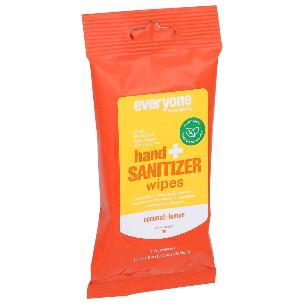 Everyone Coconut Lemon Hand Sanitizer Wipes, 15 count -- 6 per case
