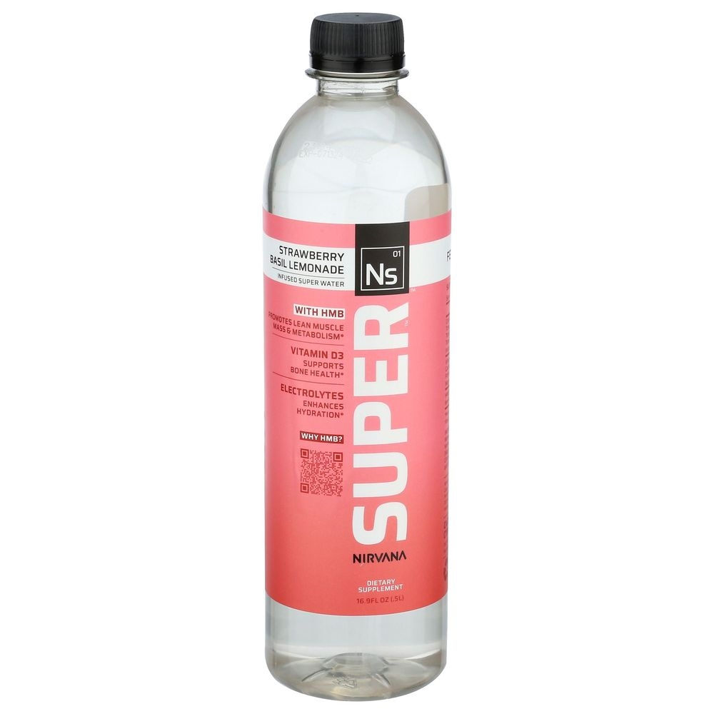 Nirvana Super Strawberry Basil Lemonade Infused Super Water, 16.9 Fluid Ounce -- 12 per case