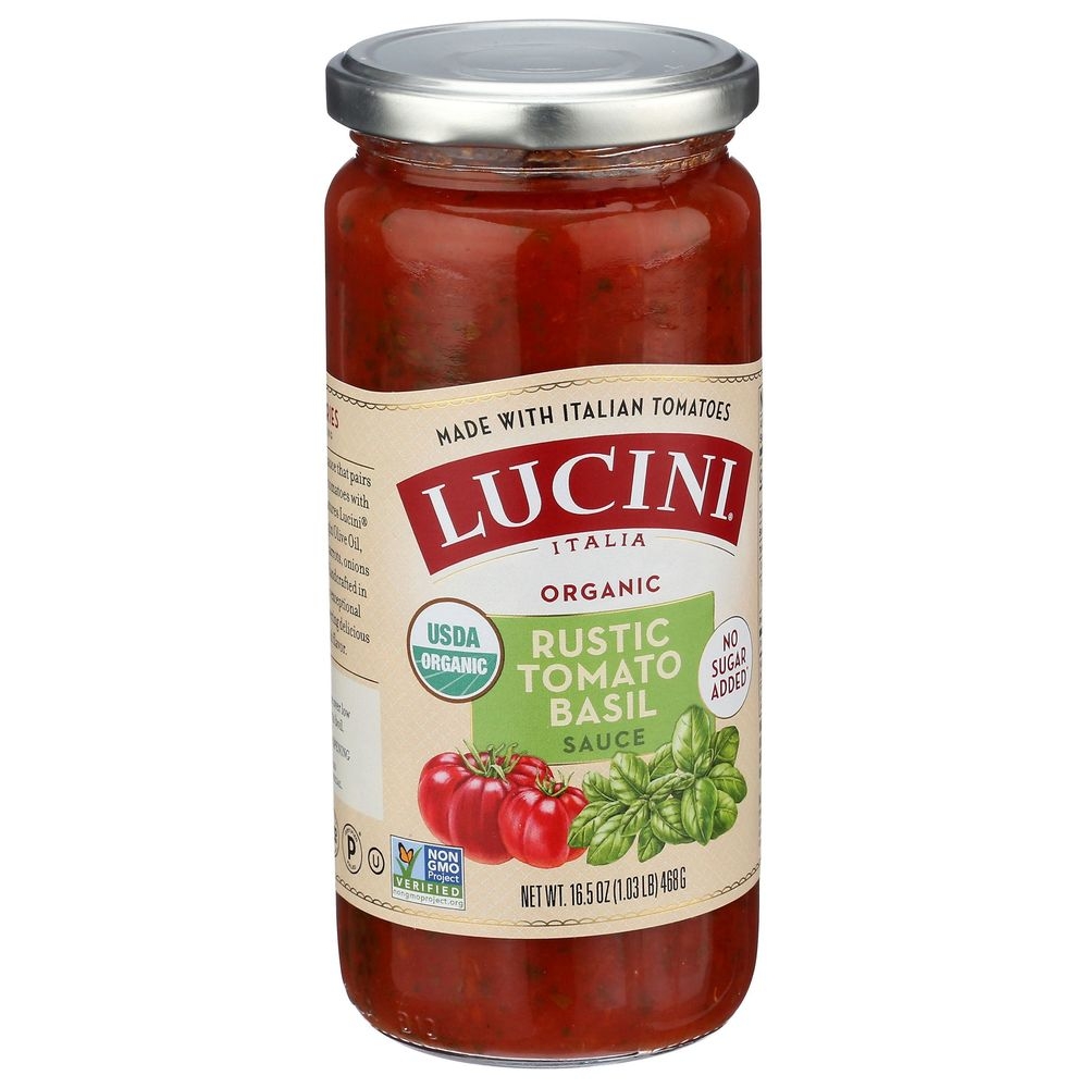 Lucini Italia Organic 100 Percent Rustic Tomato Basil Sauce, 16.5 Fluid Ounce -- 6 per case