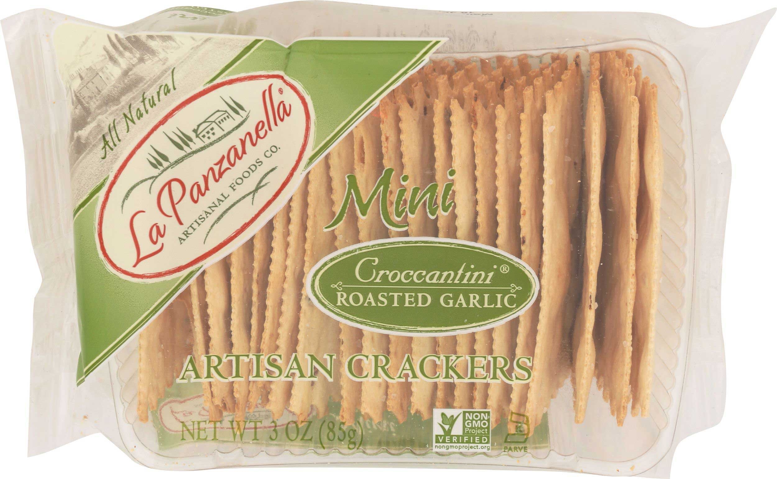 La Panzanella Croccantini Mini Roasted Garlic Artisan Crackers, 3 Ounce -- 12 per case