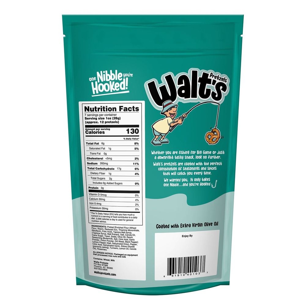Walts Pretzels Ranch Rosemary Pretzels, 7 Ounce -- 12 per case