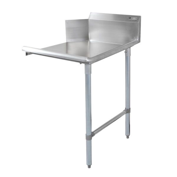 John Boos 16 Gauge Stainless Steel 300 Series Clean Straight Right Dishtable with Galvanized Legs and Adjustable Bracing, 120 inch Length.