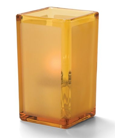 Hollowick Quad Amber Satin Panel Votive Lamp, 4 3/8 x 2 1/2 x 2 1/2 inch.