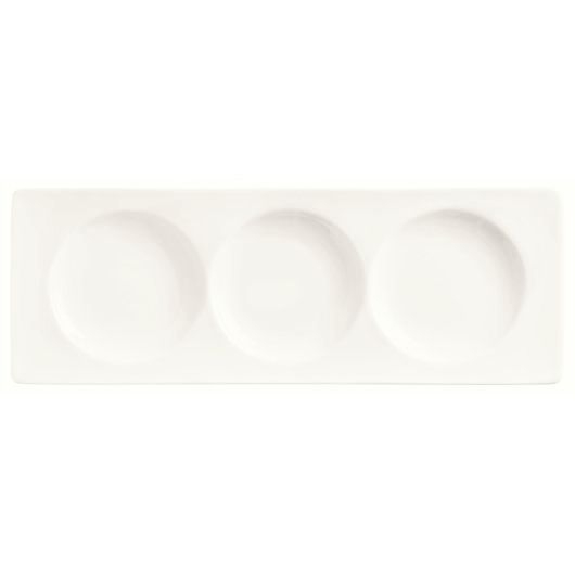 World Tableware Inc Chefs Selection Ultra Bright White 3-Well Tray -- 12 per case.