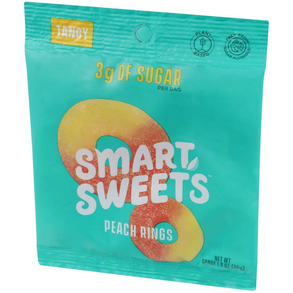 Smartsweets Peach Rings Gummy Candy, 1.8 Ounce -- 12 per case