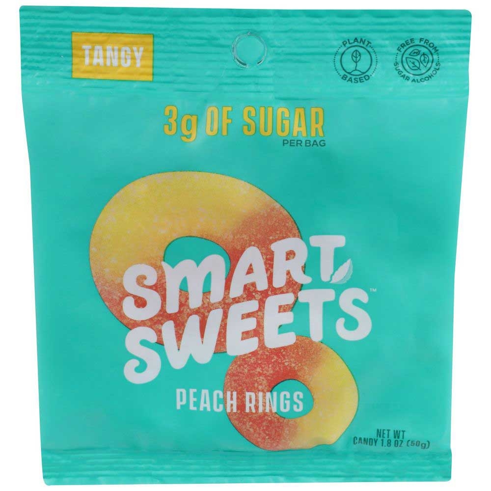 Smartsweets Peach Rings Gummy Candy, 1.8 Ounce -- 12 per case