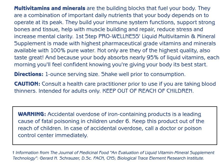 1st Step Pro-Wellness Citrus Burst with Cranberry Multi-Vitamin and Mineral Liquid, 16 Ounce