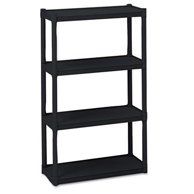 Iceberg Rough N Ready Four-Shelf Open Storage System, Resin, 32w x 13d x 54h, Black