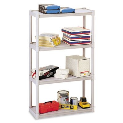 Iceberg Rough N Ready Four-Shelf Open Storage System, Resin, 32w x 13d x 54h, Platinum
