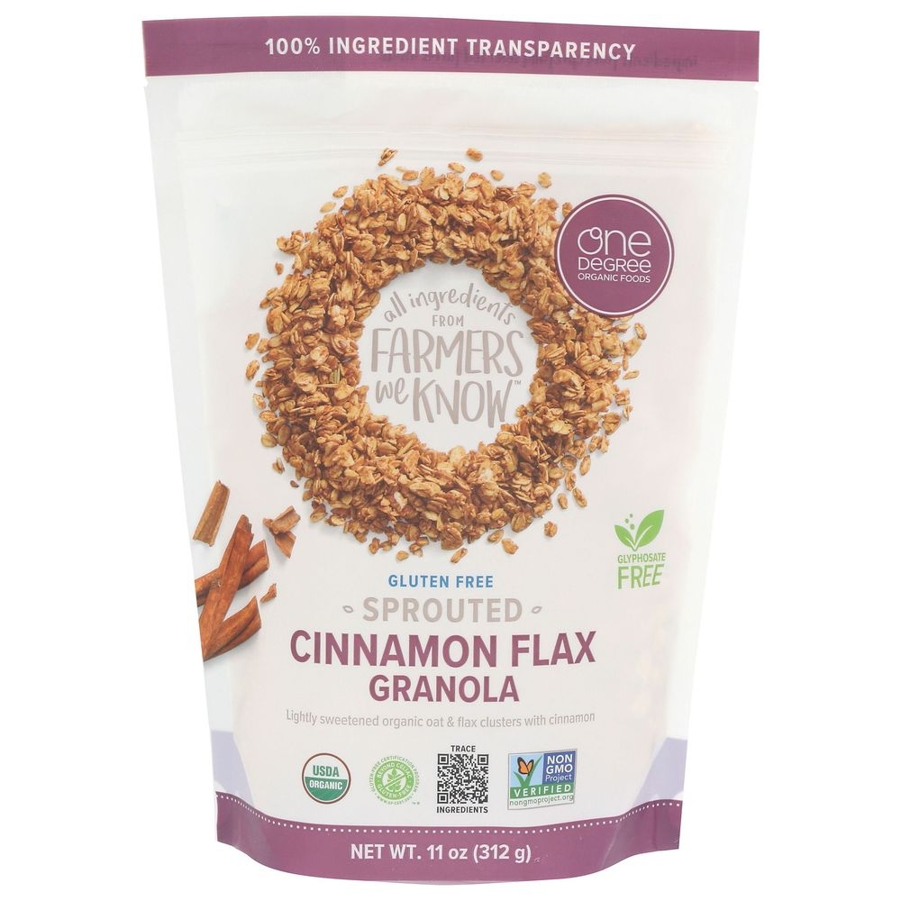 One Degree Organic Sprouted Cinnamon Flax Granola, 11 Ounce -- 6 per case