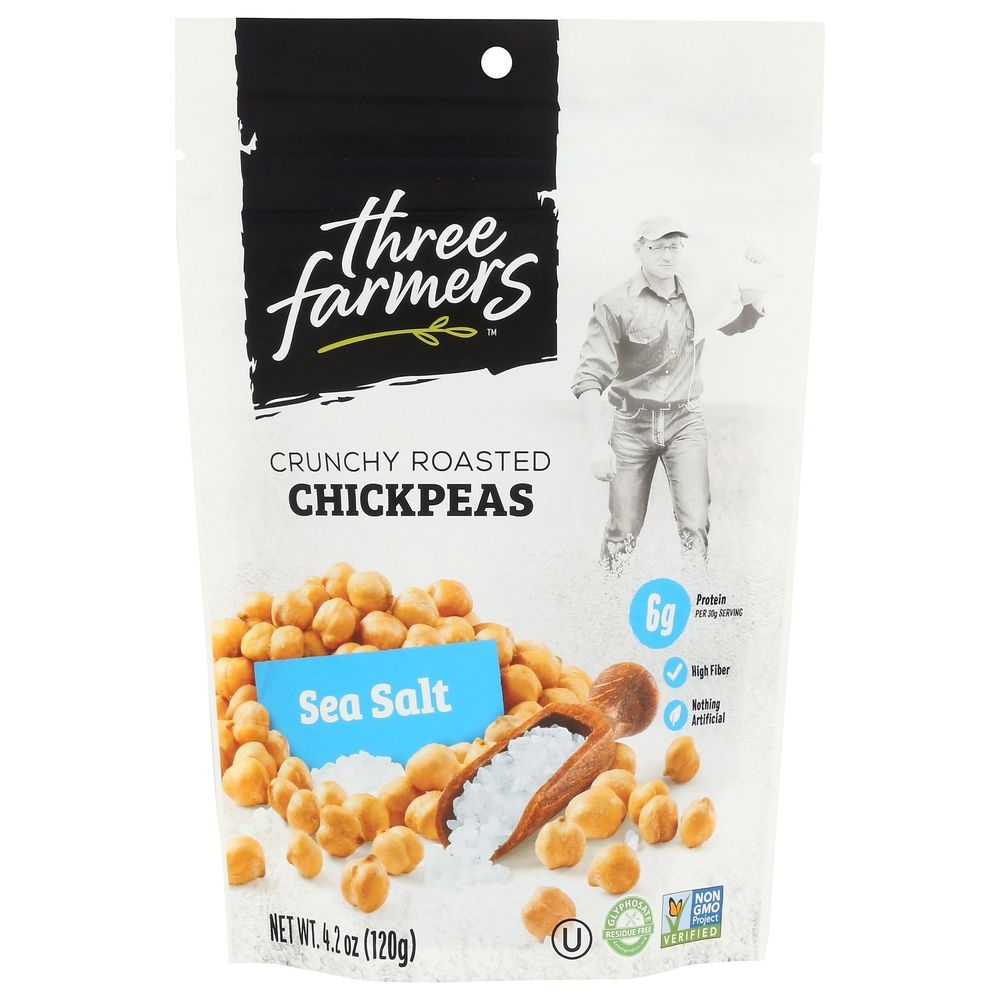 Three Farmers Sea Salt Roasted Chickpeas, 4.2 Ounce -- 6 per case