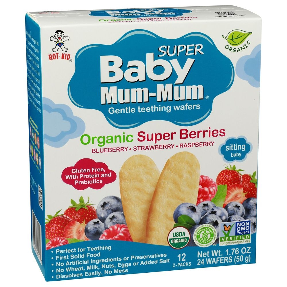 Hot Kid Organic Super Berry Baby Mum-Mum Teething Wafers, 1.76 Ounce -- 6 per case