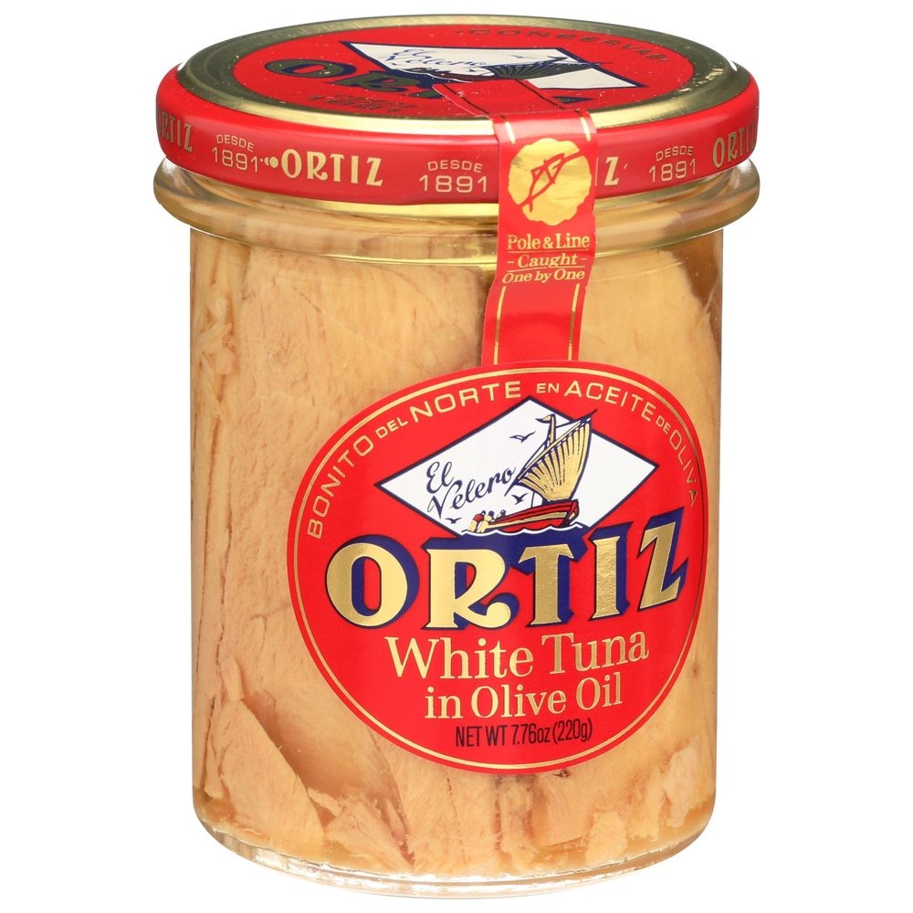 Ortiz Pole and Line Caught White Tuna in Olive Oil, 7.76 Ounce Glass Jar -- 12 per case