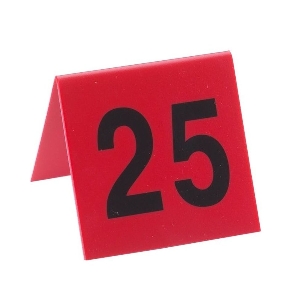 Cal-Mil Red / Black Double-Sided 1 to 25 Number Table Tents, 3 x 3 inch