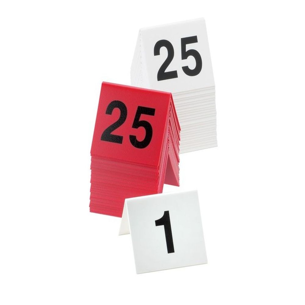 Cal-Mil Red / Black Double-Sided 26 to 50 Number Table Tent, 3 x 3 inch