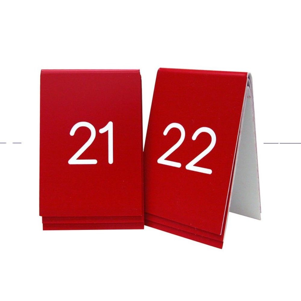 Cal-Mil Red with White Engraved Number Tent, 3.5 x 5 inch