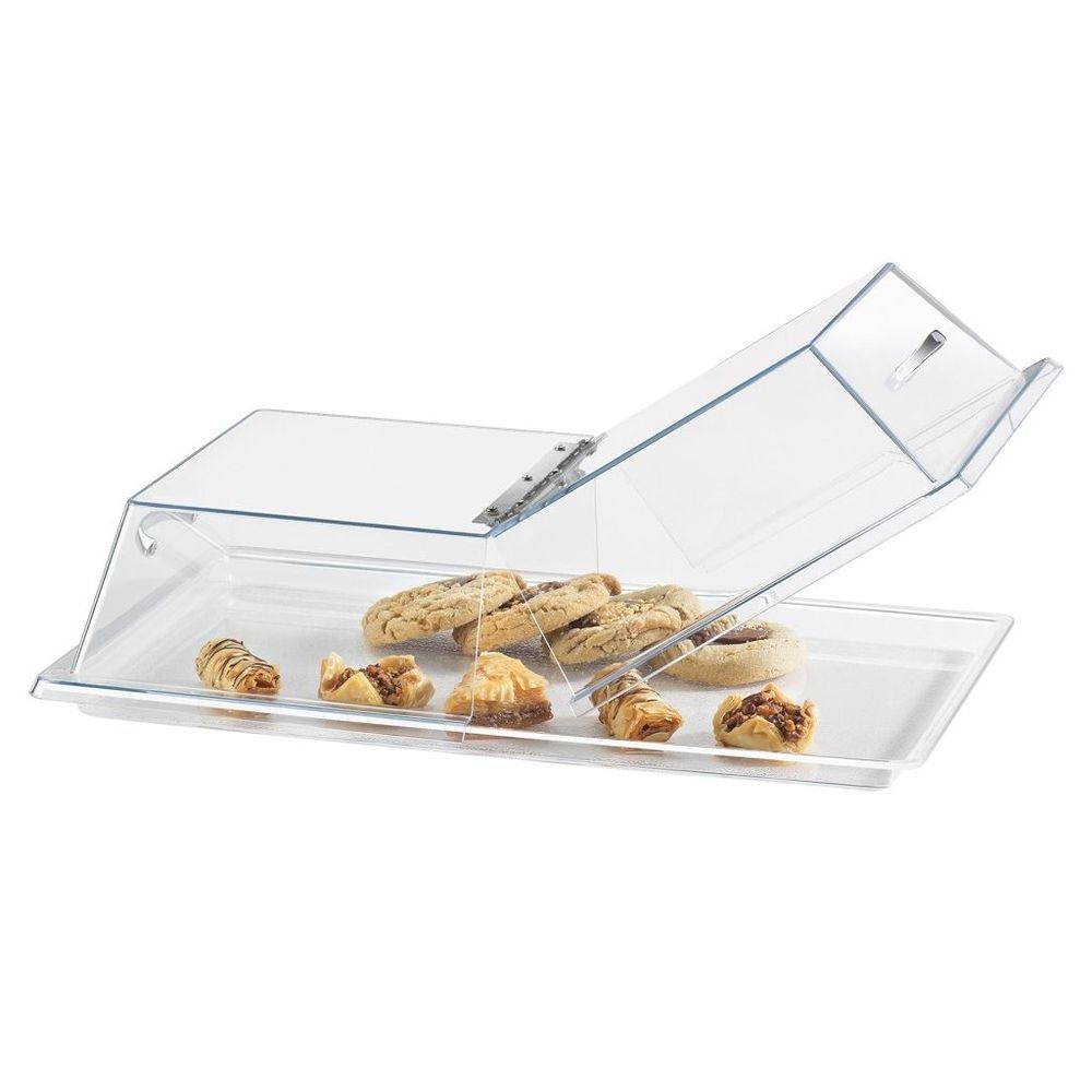 Cal-Mil Clear Standard Rectangular Bakery Tray Cover with Center Hinged Lid, 12 x 20 x 4 inch -- 4 per case