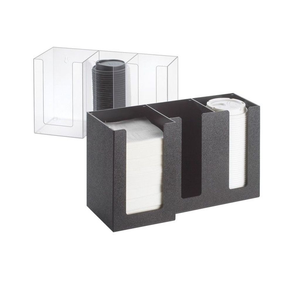 Cal-Mil Classic Black Three Section Countertop Cup Lid and Napkin Organizer, 13.25 x 5.25 x 8.00 inch