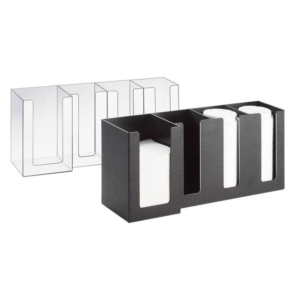 Cal-Mil Classic Black Four Section Countertop Cup Lidand Napkin Organizer, 17.50 x 5.00 x 8.00 inch