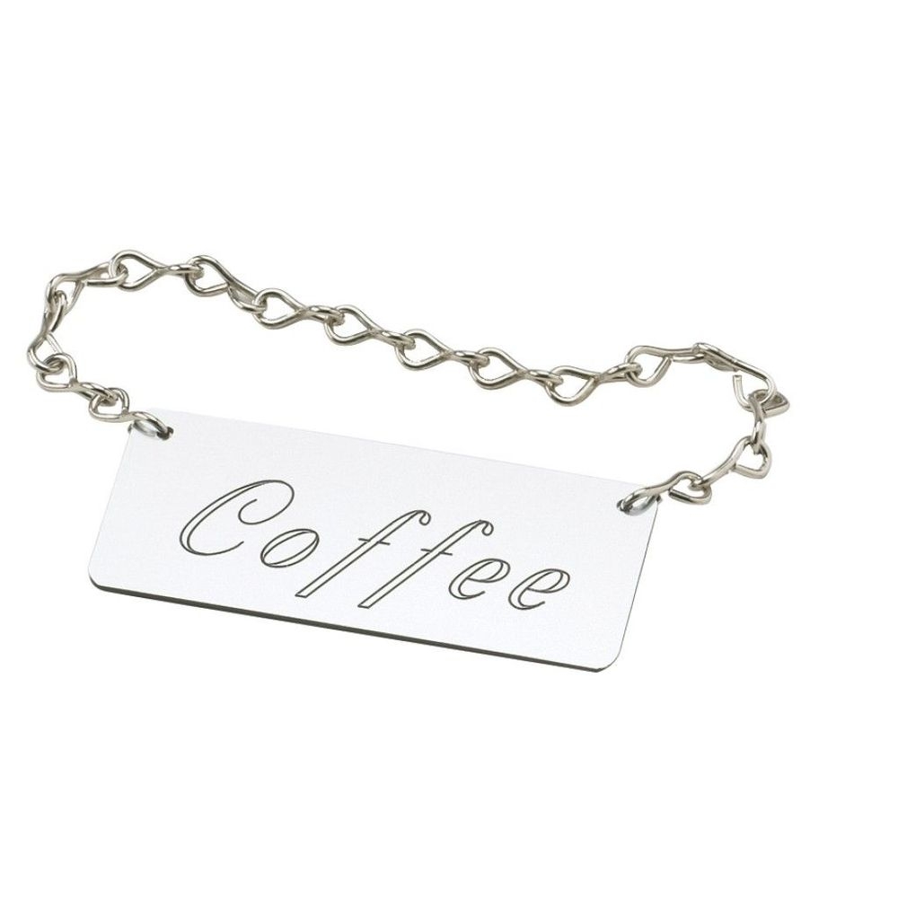 Cal-Mil Silver Coffee Urn Chain Sign, 4 x .25 x 2 inch
