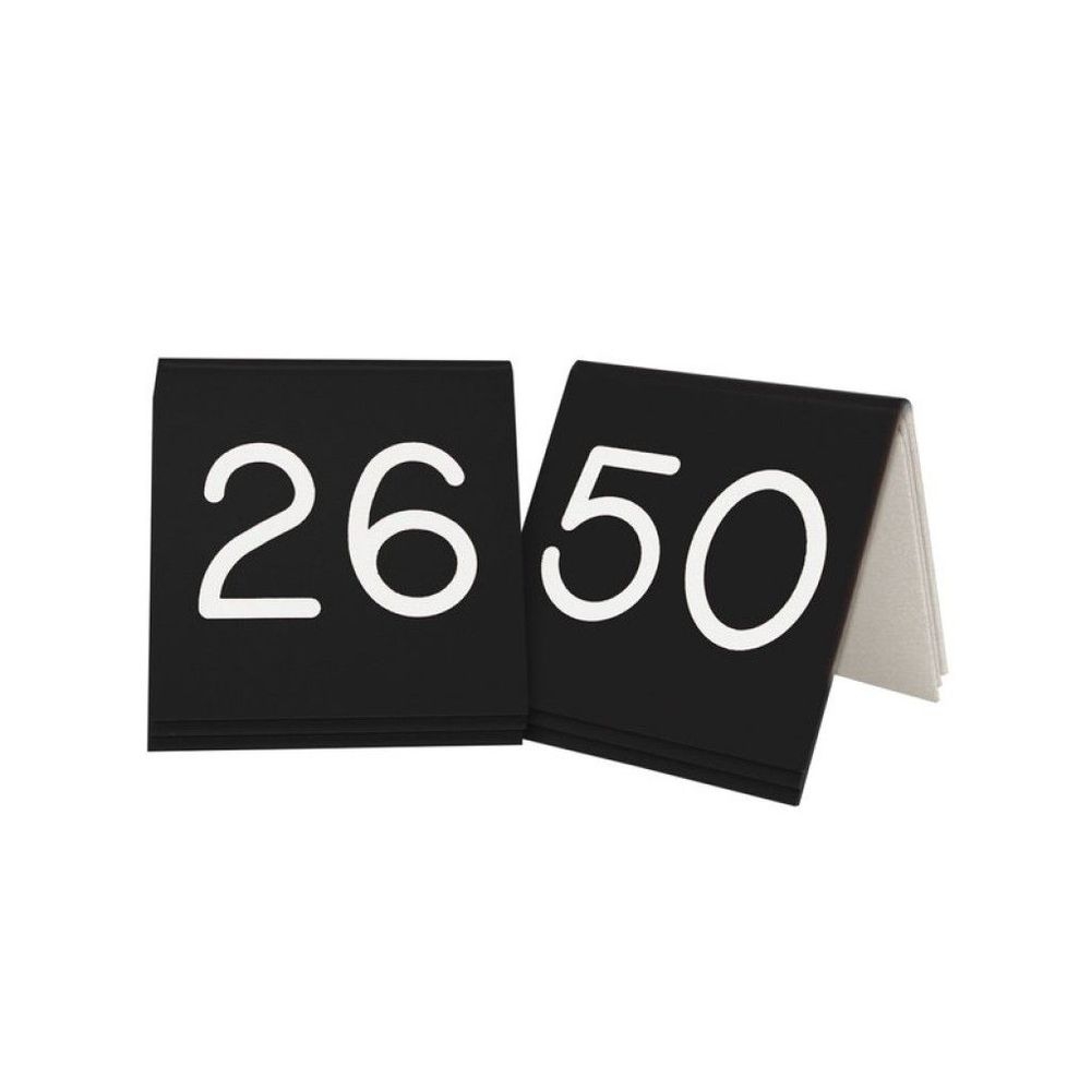 Cal-Mil Black with White Engraved 26 to 50 Number Tent Set, 3 x 3 inch