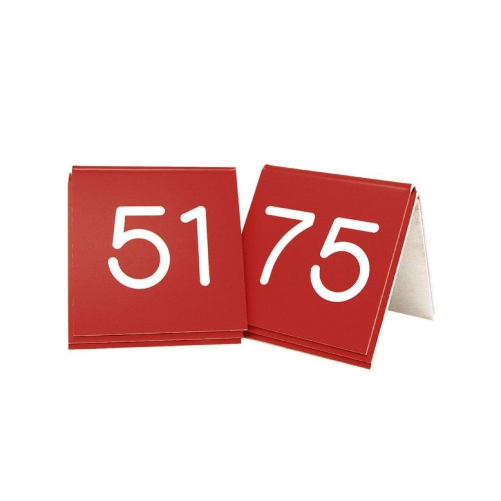 Cal-Mil Red with White Engraved 51 to 75 Number Tent Set, 3 x 3 inch