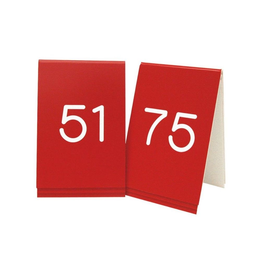 Cal-Mil Red with White Engraved 51 to 75 Number Tent Set, 3.5 x 5 inch