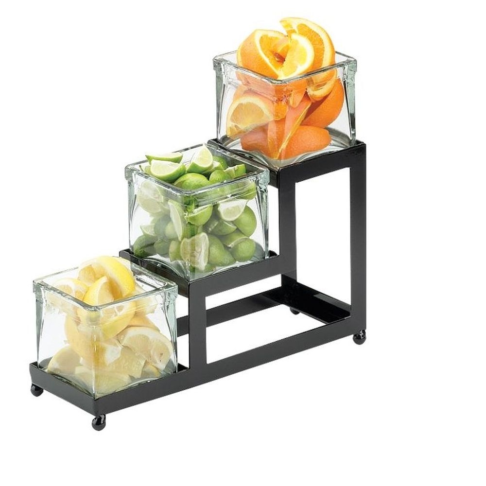 Cal-Mil Iron Black 3 Step Glass Jar Display, 4 x 12 x 10.5 inch