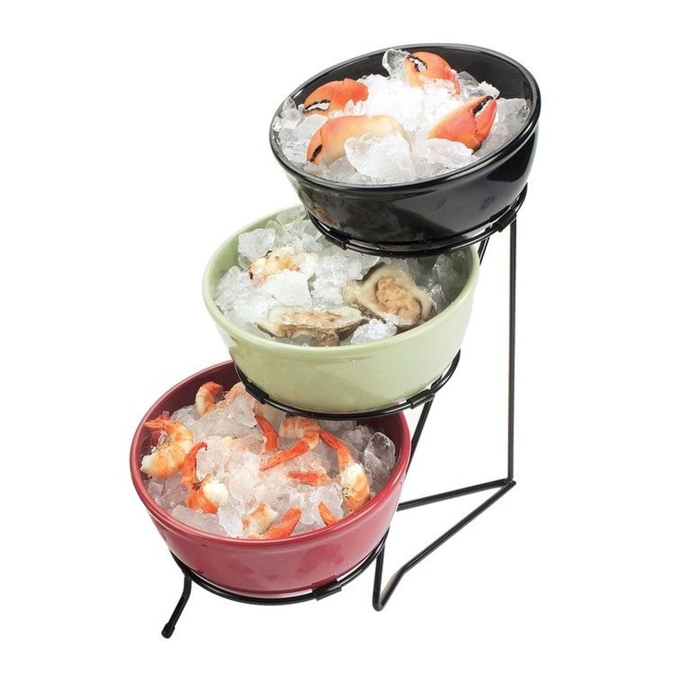 Cal-Mil Iron Black Three Tier Round Bowl Stand, 10 x 18 x 18 inch