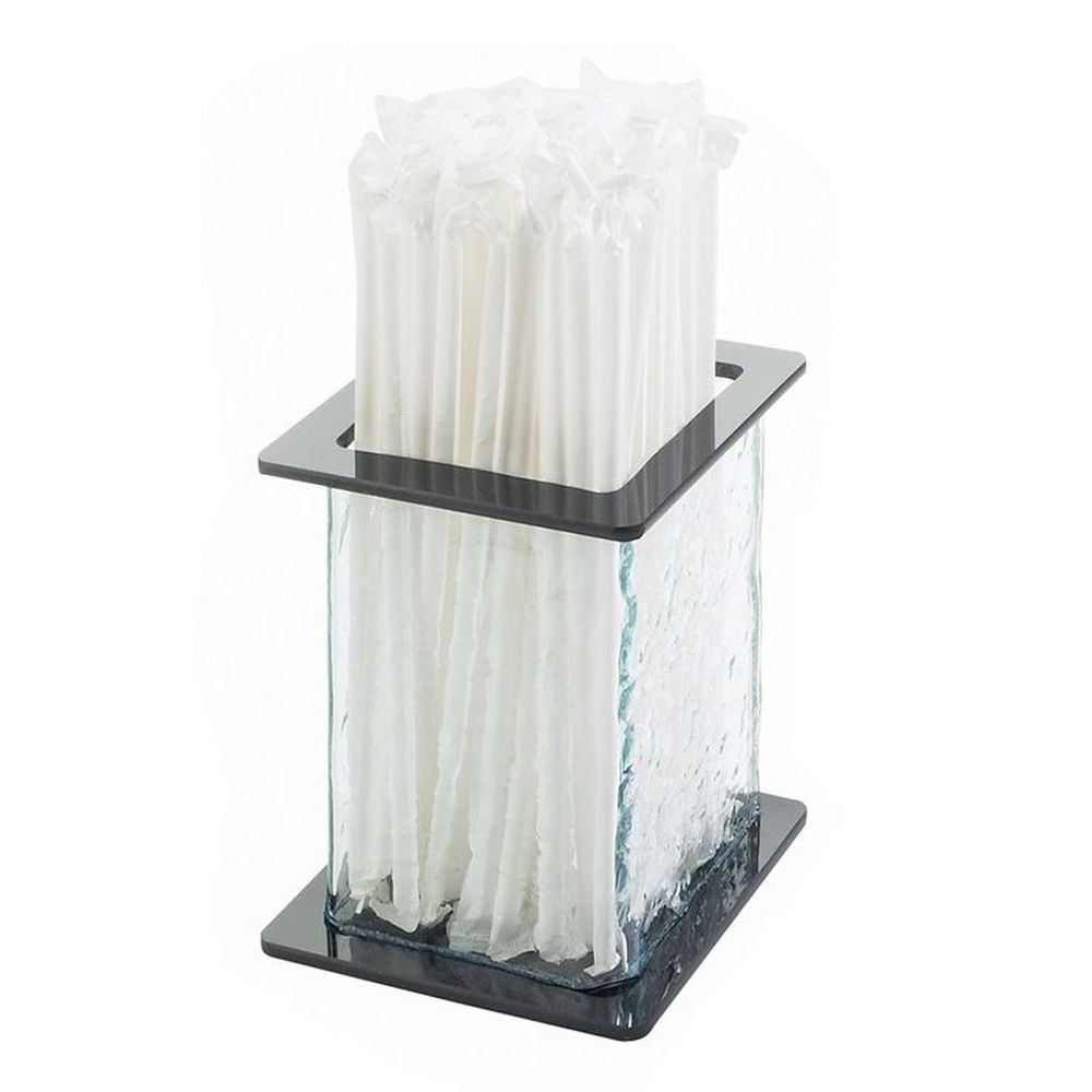 Cal-Mil Faux Glass Large Stir Sick and Straw Holder, 4.75 x 4.75 x 5.5 inch