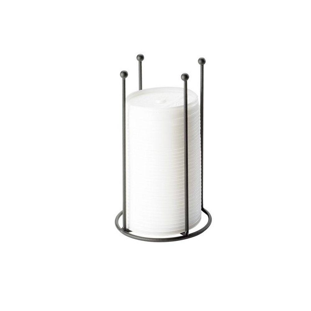 Cal-Mil Iron Black Single Beaded Countertop Cup and Lid Organizer with Straight Posts, 4.13 x 4.13 x 8.13 inch