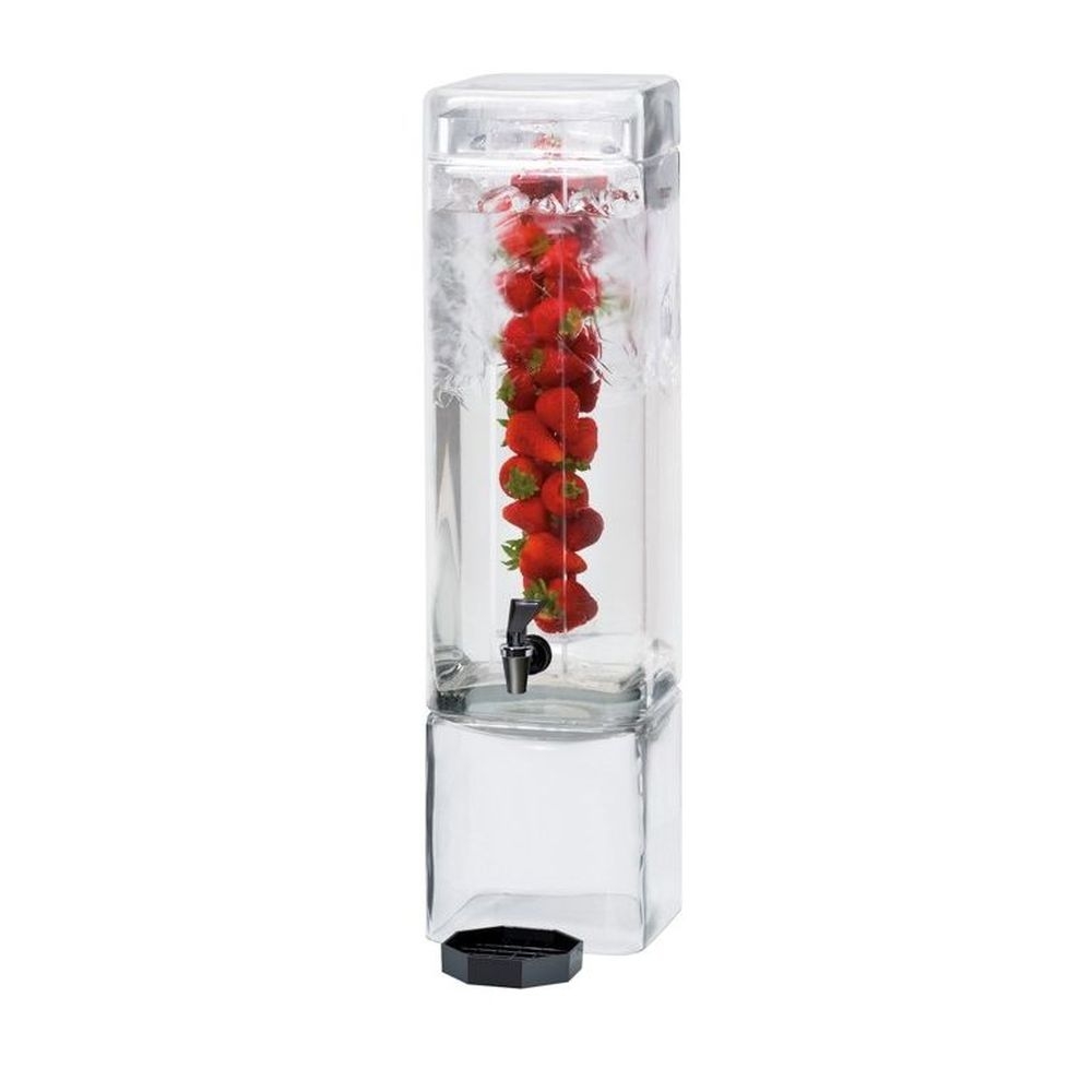Cal-Mil Clear Square Glass Beverage Dispenser with Drip Tray and Infusion Chamber, 3 Gallon Capacity