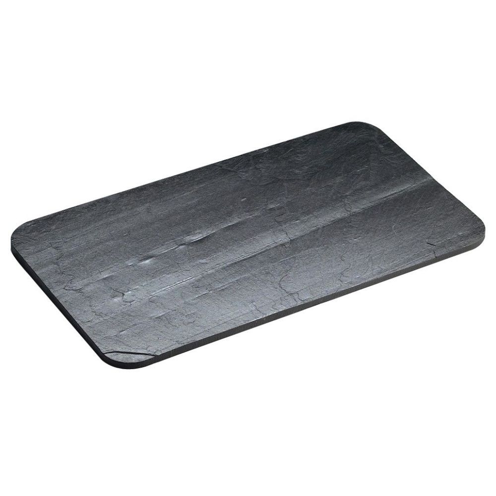 Cal-Mil Black Slate Rectangular Serving Tray, 7 x 12 x 0.25 inch