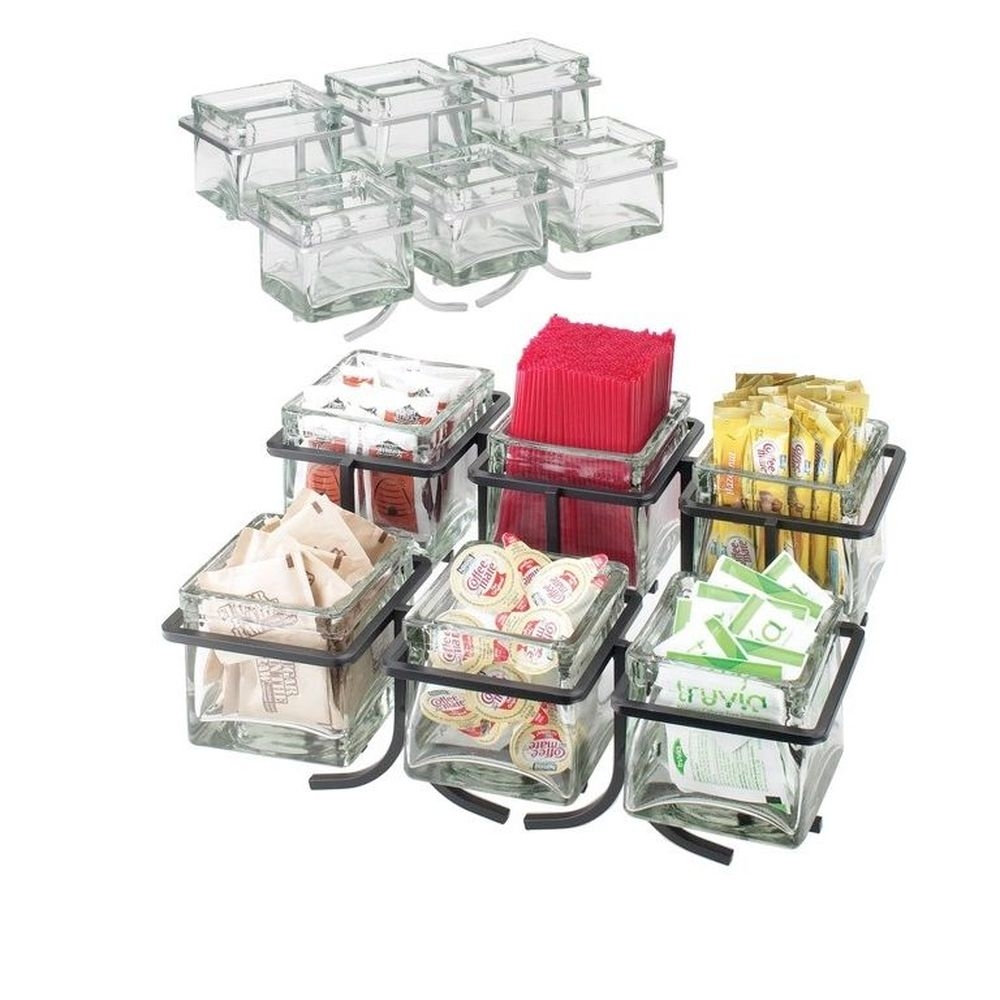 Cal-Mil Silver Iron 6 Glass Jar Display, 14 x 9 x 7 inch