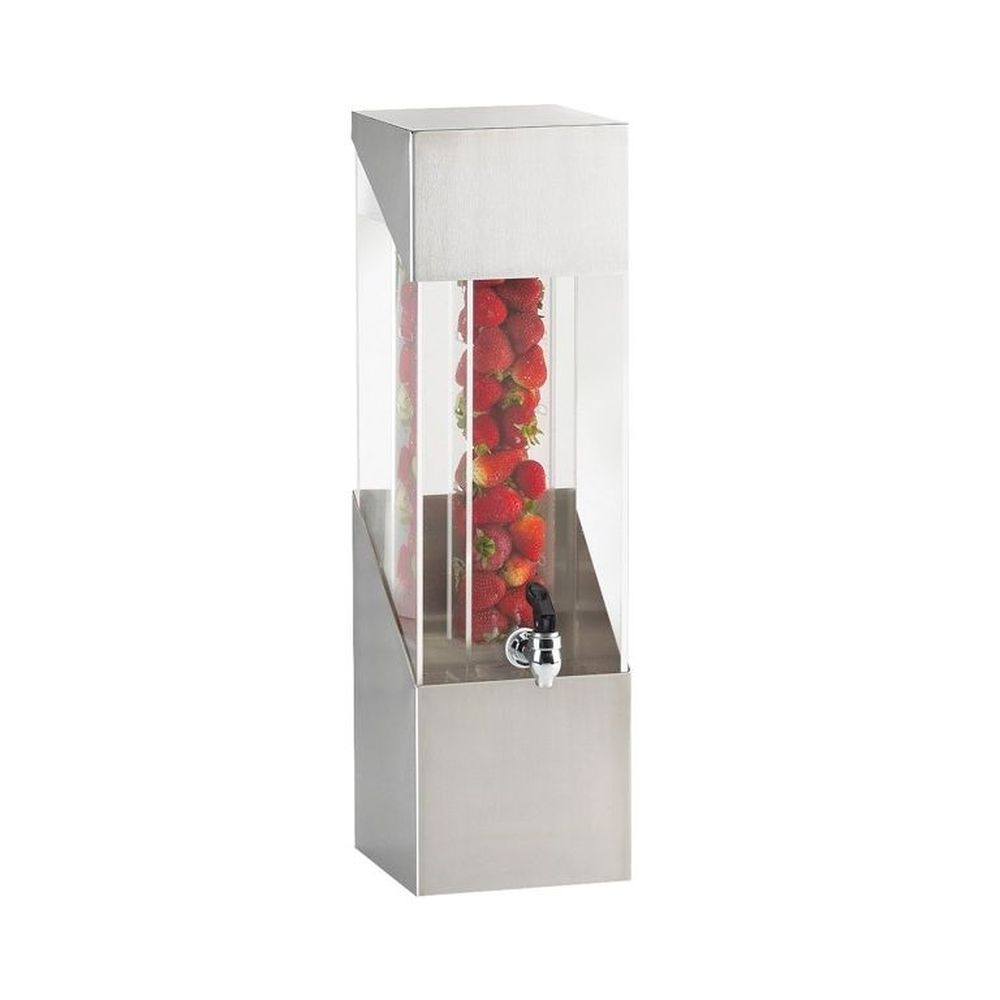 Cal-Mil 3 Gallon Square Stainless Steel Beverage Dispenser with Infusion Chamber, 7.25 x 9.5 x 24.5 inch