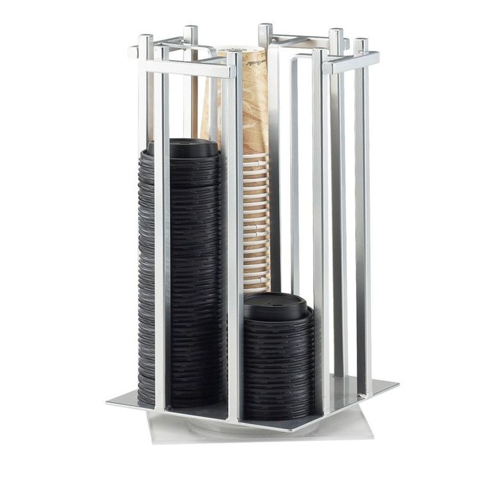 Cal-Mil Silver One by One Revolving Cup and Lid Organizer, 10 x 10 x 15.75 inch