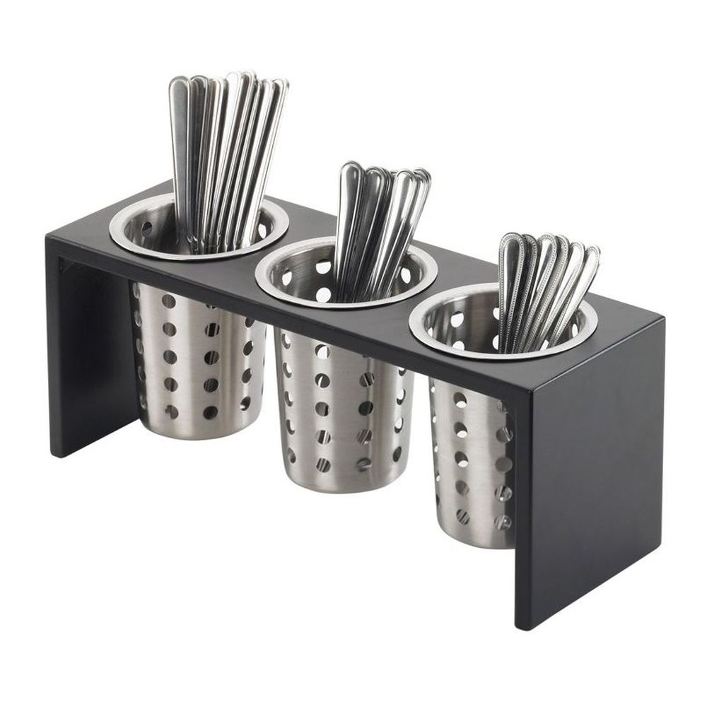 Cal-Mil Midnight Bamboo Three Compartment Cylinder Display Stand, 16 inch Width x 5.5 inch Depth x 6 inch Height