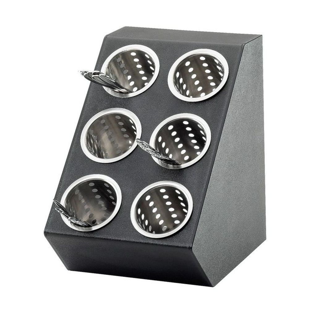 Cal-Mil Classic Black 6-Cylinder Vertical Flatware / Condiment Display, 11.5 x 15.75 x 15.75 inch
