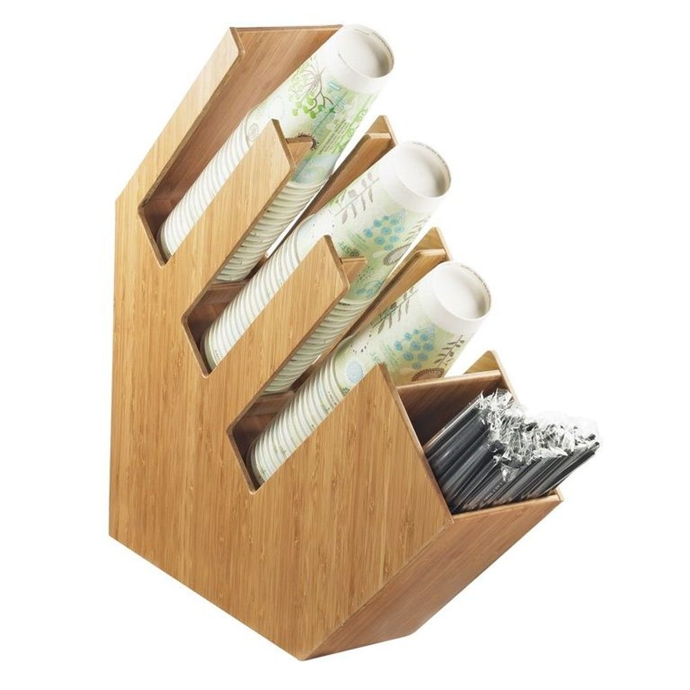 Cal-Mil Bamboo Cup Lid and Straw Holder, 5.5 inch Width x 19.75 inch Depth x 20 inch Height