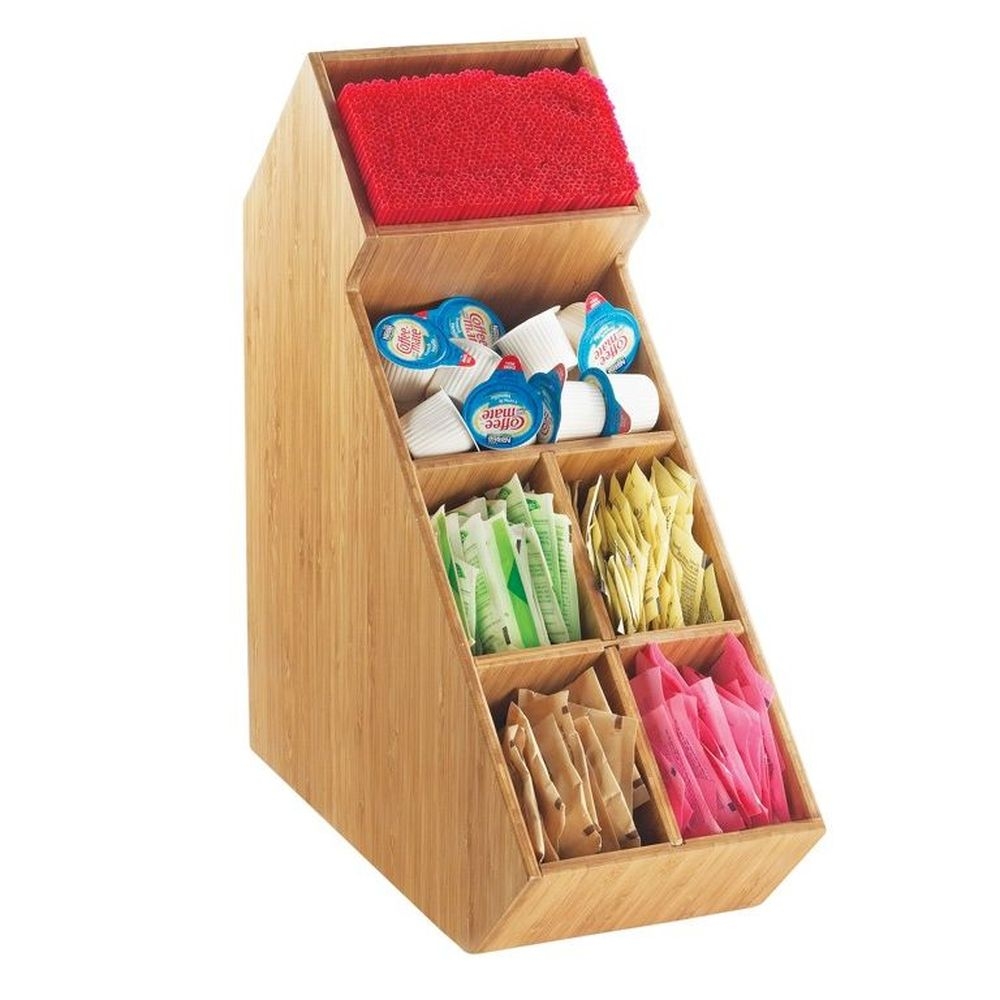 Cal-Mil Bamboo Stir Stick and Condiment Organizer, 5.5 x 13.25 x 14.5 inch