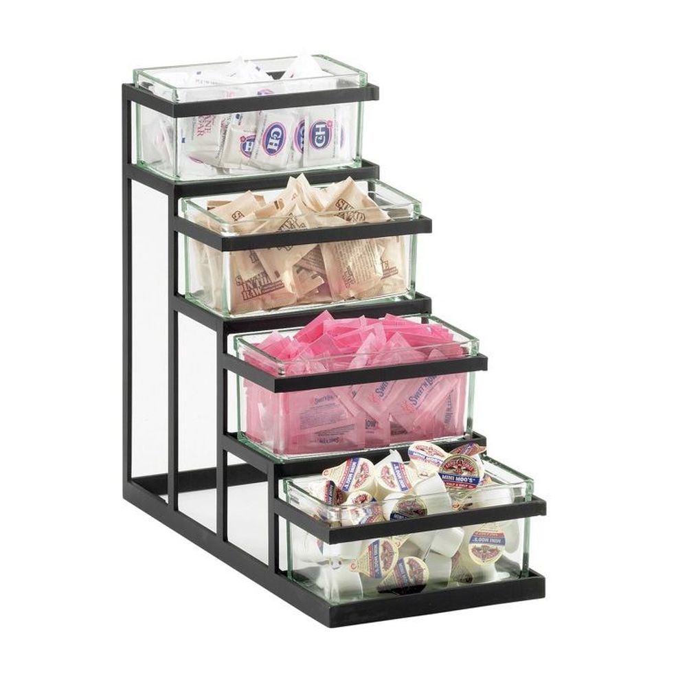 Cal-Mil Black Coffee and Tea Condiment Stair Step, 9 x 18 x 17 inch