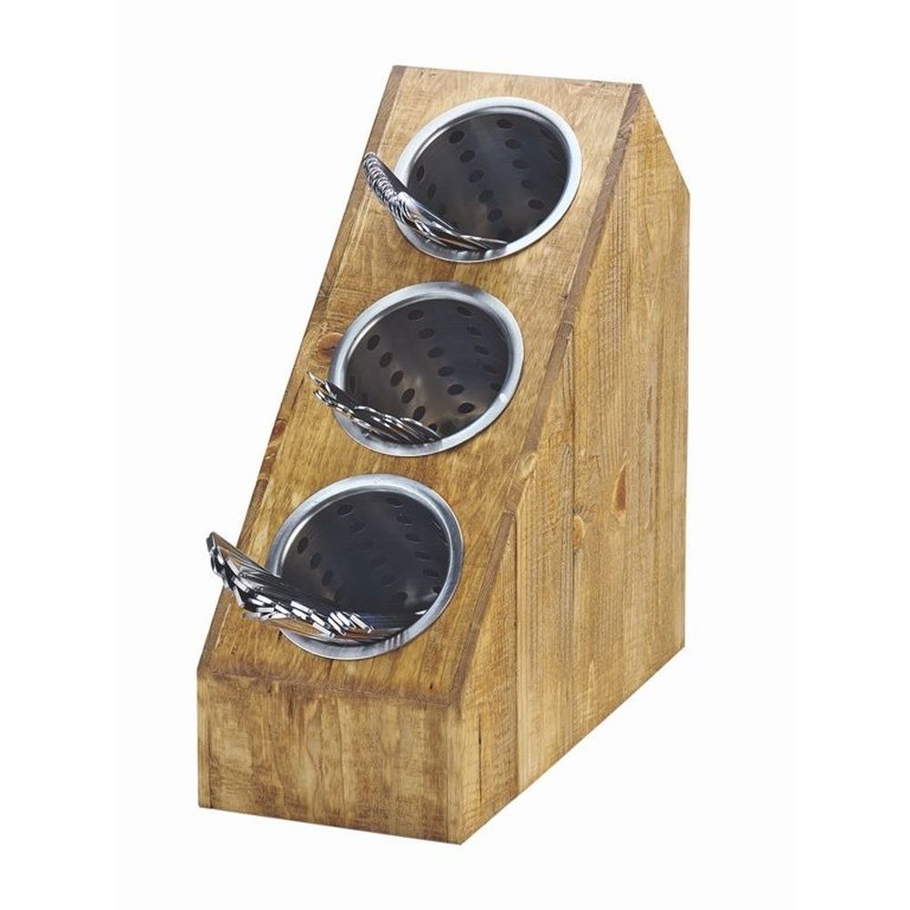 Cal-Mil Madera Slanted Three Cylinder Stand, 6.25 x 14.5 x 15 inch